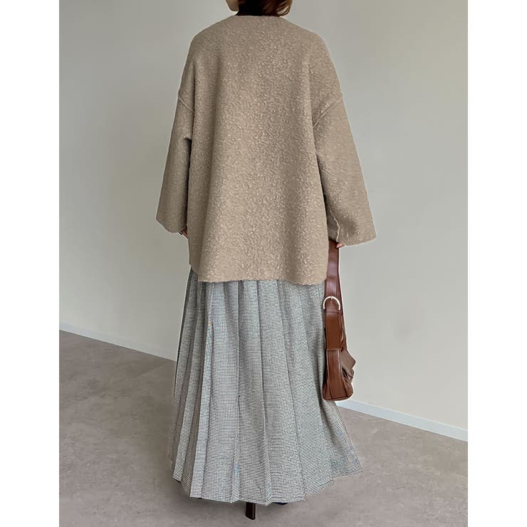 リバーシブルフェイクウールorシープライクボアノーカラーミドルコート | Re:EDIT | 詳細画像23 