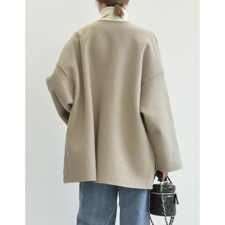 リバーシブルフェイクウールorシープライクボアノーカラーミドルコート | Re:EDIT | 詳細画像26 
