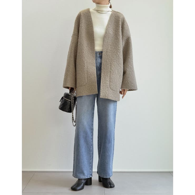 リバーシブルフェイクウールorシープライクボアノーカラーミドルコート | Re:EDIT | 詳細画像28 