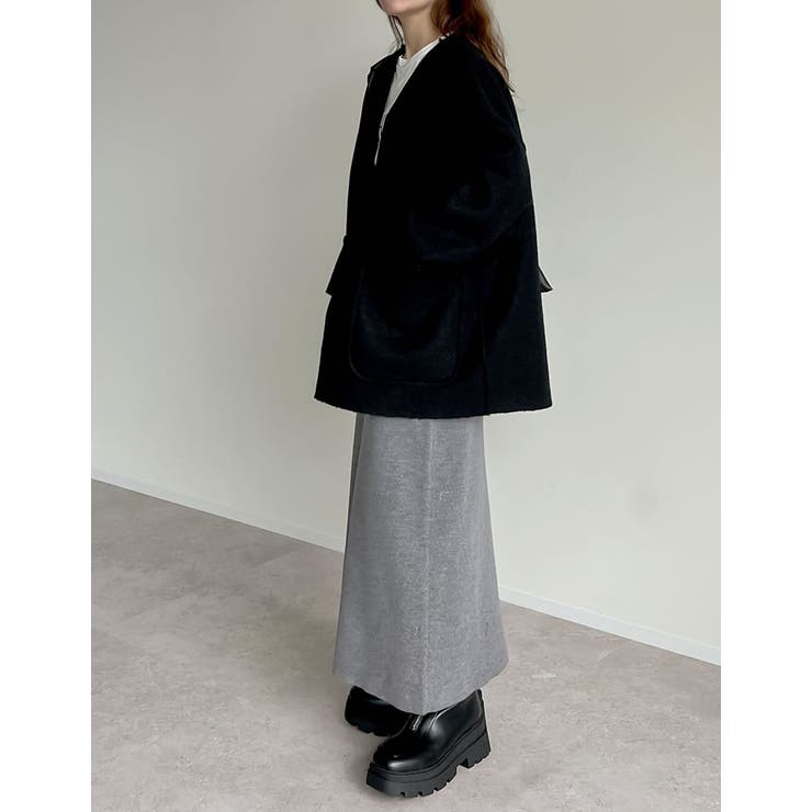 リバーシブルフェイクウールorシープライクボアノーカラーミドルコート | Re:EDIT | 詳細画像39 