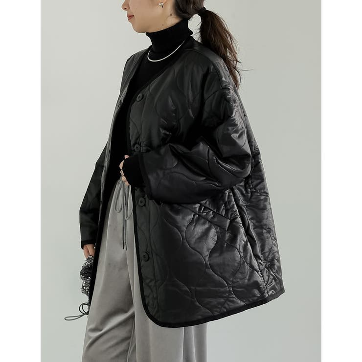 [低身長サイズ有]フェイクレザーキルティングジャケット | Re:EDIT | 詳細画像2 