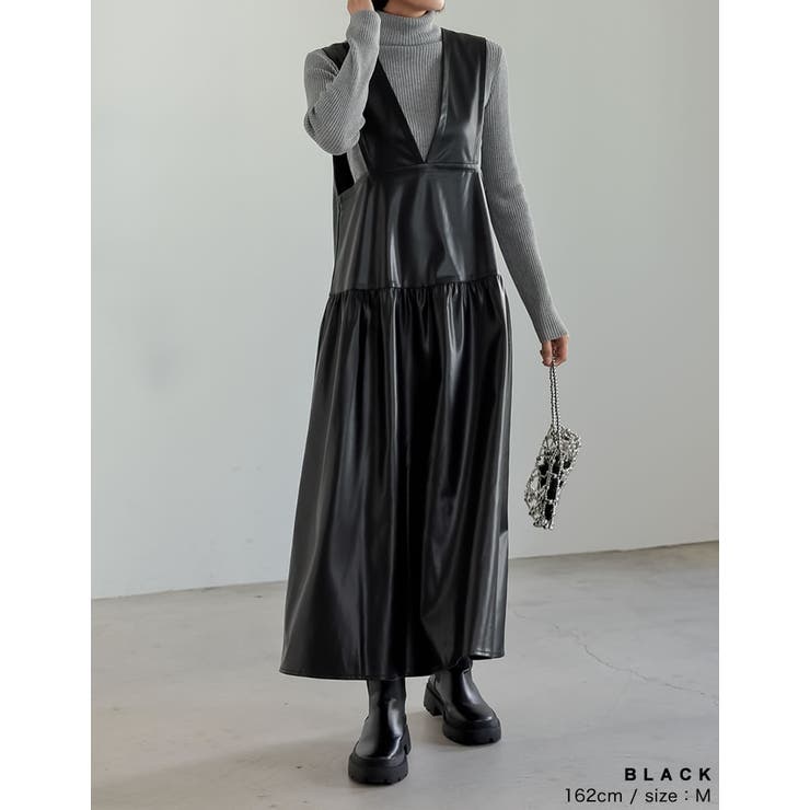 かずちゃん　フェイクレザースカート　ワンピース2点 フェイクレザーZIPジャンパースカート｜WOMEN｜250HAC33-534I