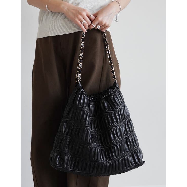 ポーチ付きプリーツチェーンストラップバッグ | Re:EDIT | 詳細画像5 