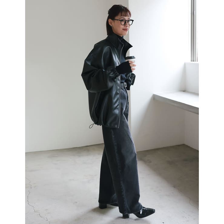 フェイクレザースタンドカラーブルゾン[品番：GS000021753]｜Re:EDIT