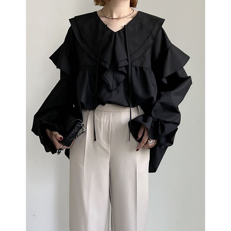 オーバーサイズビッグフリルブラウス[品番：GS000021707]｜Re