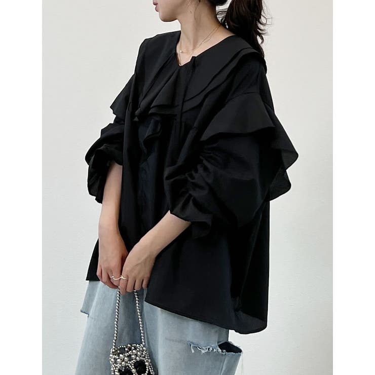 オーバーサイズビッグフリルブラウス[品番：GS000021707]｜Re