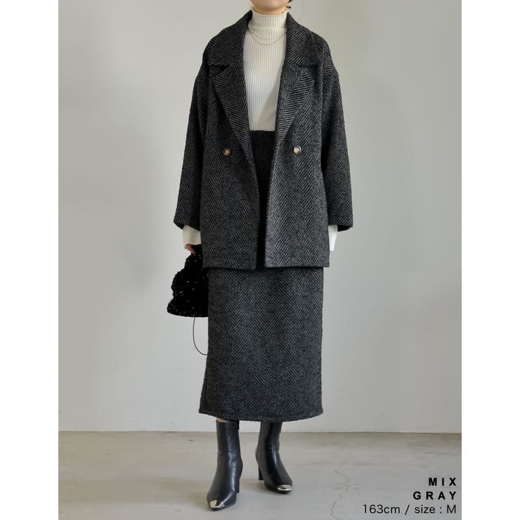 ヘリンボーンダブルジャケットコート | Re:EDIT | 詳細画像15 