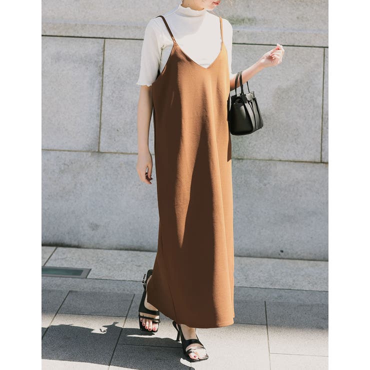 ❤️25新作 新品♡ SelfPortrait ブラウンキャミワンピース♡　D19 ジョーゼットポンチロングキャミワンピース[品番：GS000021606]｜Re