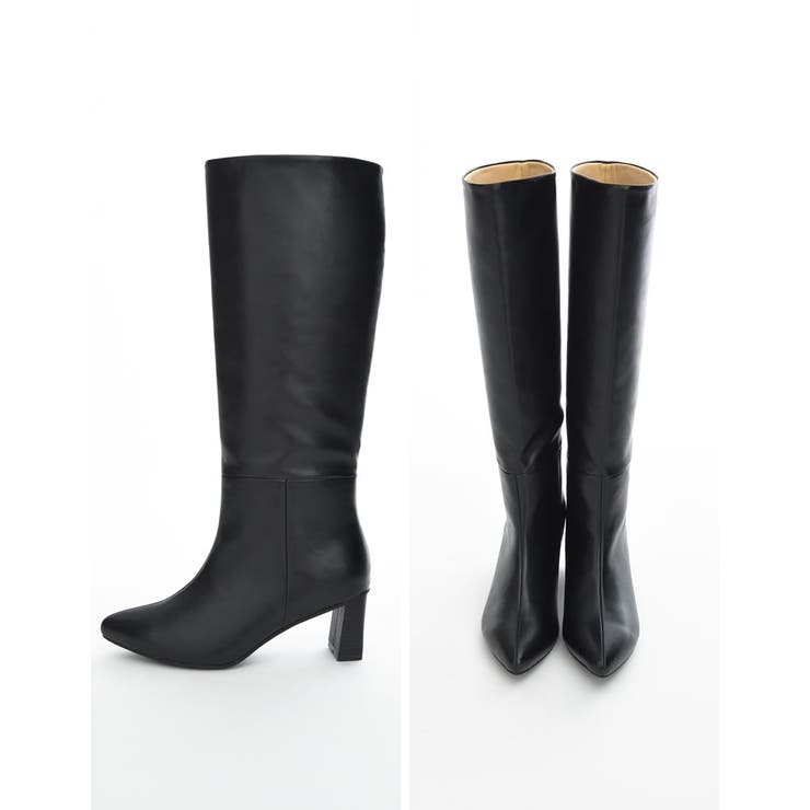 [大きいサイズ有]フェイクレザーポインテッドトゥヒールロングブーツ | Re:EDIT | 詳細画像14 