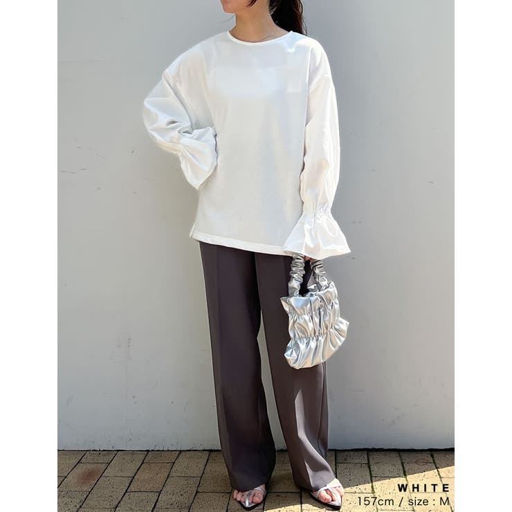 異素材切り替えキャンディースリーブ裏毛トップス | Re:EDIT | 詳細画像11 