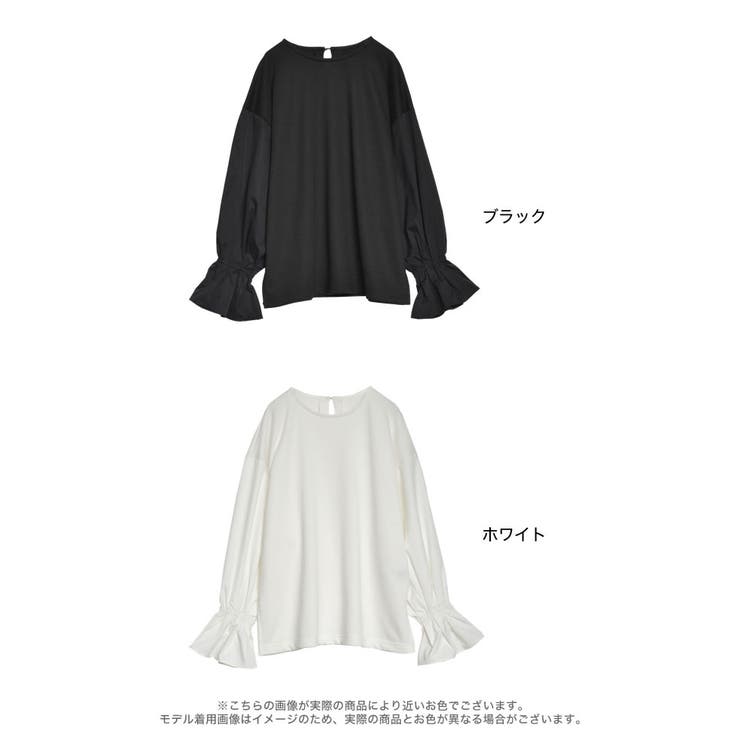 異素材切り替えキャンディースリーブ裏毛トップス | Re:EDIT | 詳細画像18 