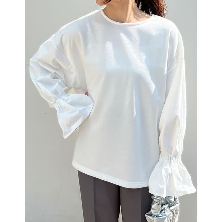 異素材切り替えキャンディースリーブ裏毛トップス | Re:EDIT | 詳細画像22 