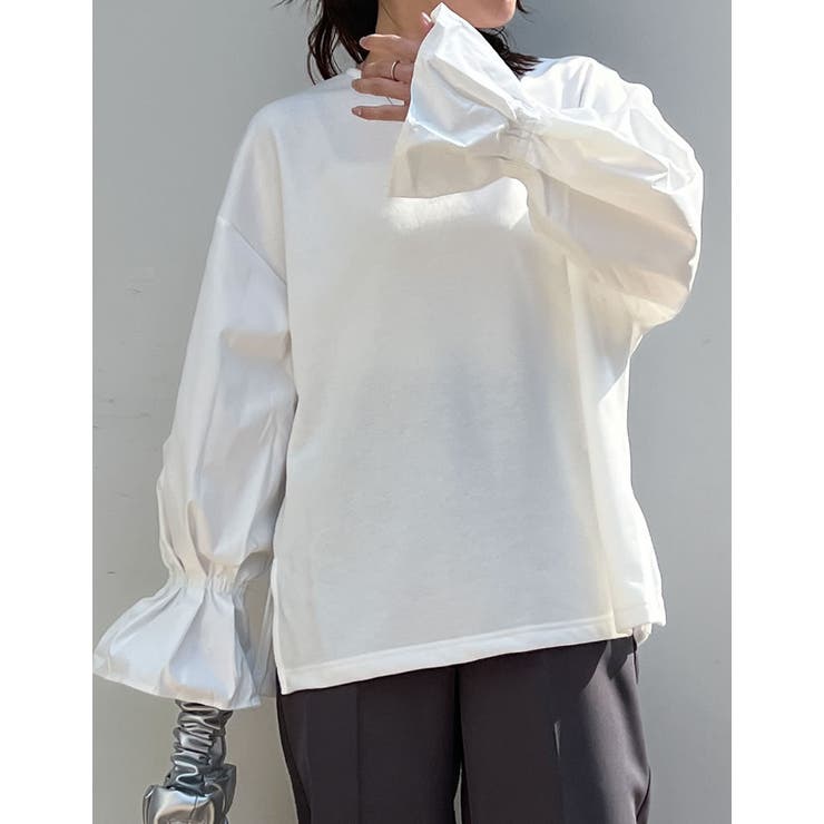 異素材切り替えキャンディースリーブ裏毛トップス | Re:EDIT | 詳細画像23 