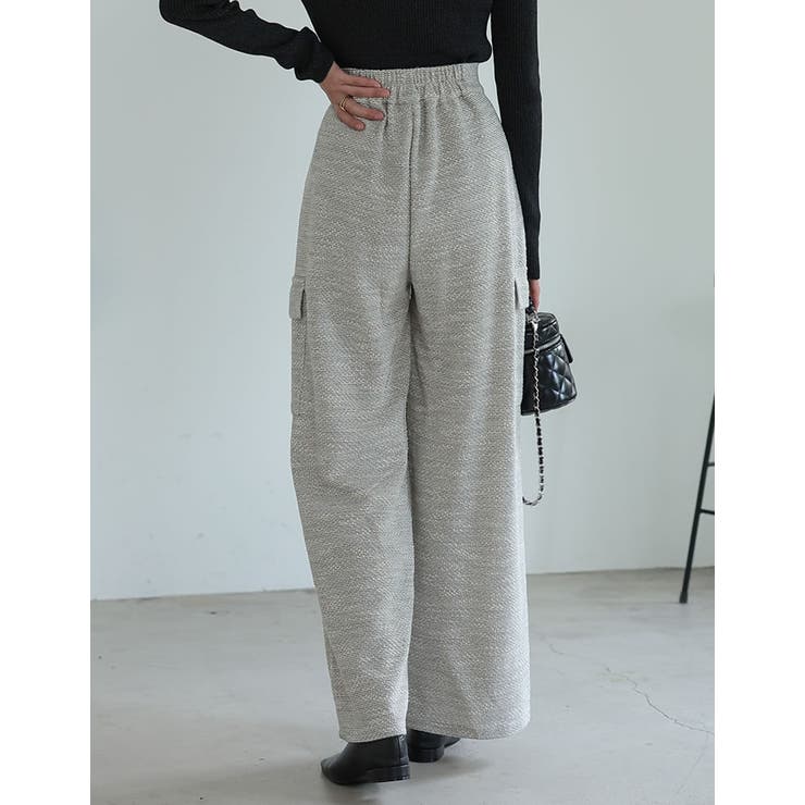 [低身長/高身長サイズ有]ツイードライクカットソーカーゴパンツ | Re:EDIT | 詳細画像12 