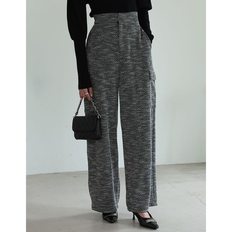 [低身長/高身長サイズ有]ツイードライクカットソーカーゴパンツ | Re:EDIT | 詳細画像3 