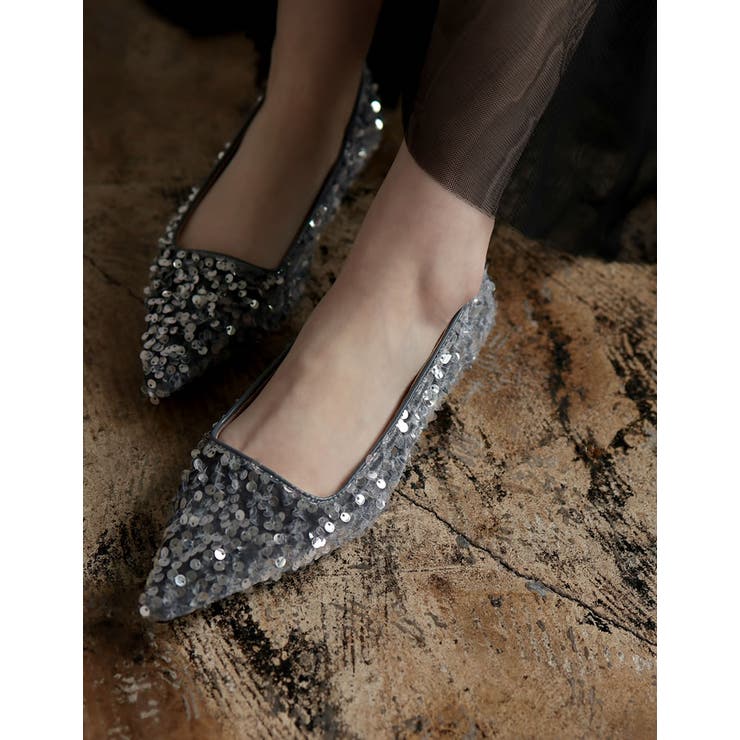 シルバー(023) | スパンコールフラットパンプス | Re:EDIT