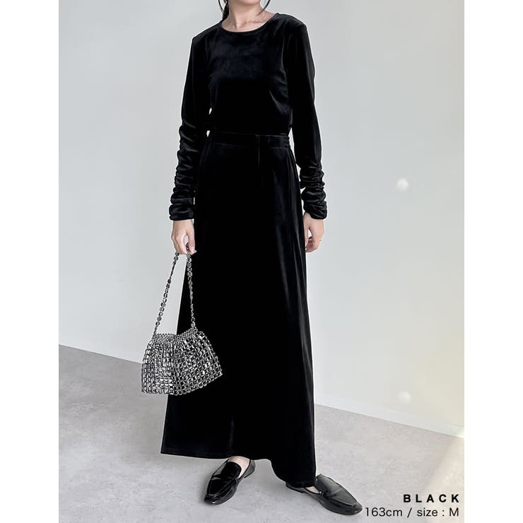 [低身長/高身長サイズ有]カットベロアナロースカート | Re:EDIT | 詳細画像8 