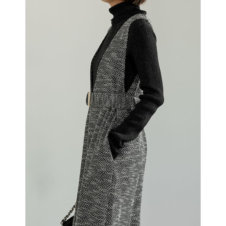 [低身長サイズ有]カットツイードウエストベルト付きジャンパースカート | Re:EDIT | 詳細画像16 