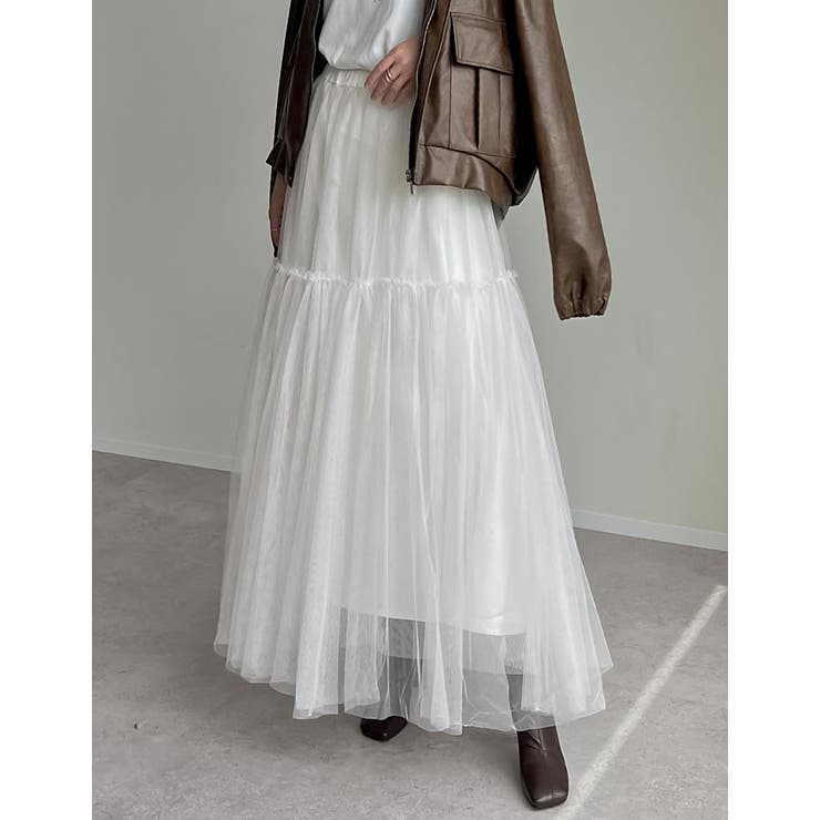 現行品♥︎tobechic大きいサイズ44♥︎リボンチュールギャザースカート 現行品♥︎tobechic大きいサイズ44♥︎リボンチュールギャザー