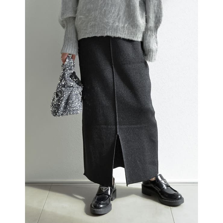 [低身長サイズ有]前後2WAYラメリブニットナロースカート | Re:EDIT | 詳細画像22 