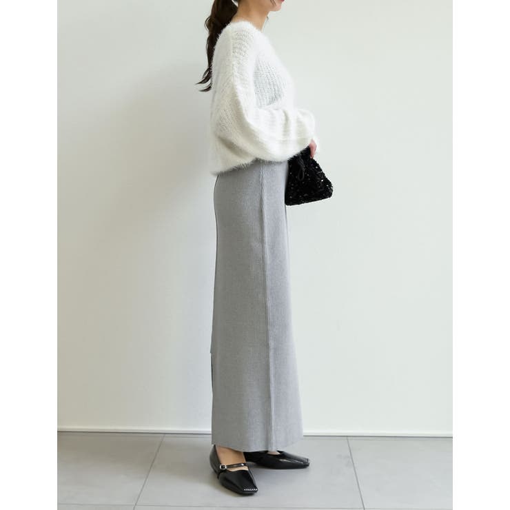 [低身長サイズ有]前後2WAYラメリブニットナロースカート | Re:EDIT | 詳細画像31 