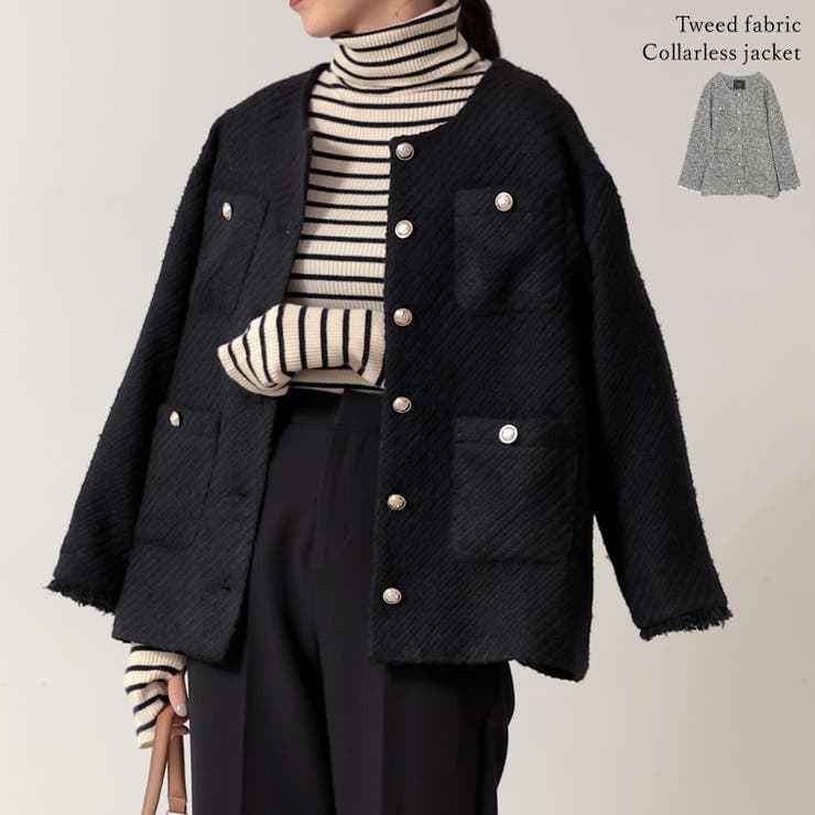 ツイードフリンジノーカラージャケット[品番：GS000021772]｜Re:EDIT