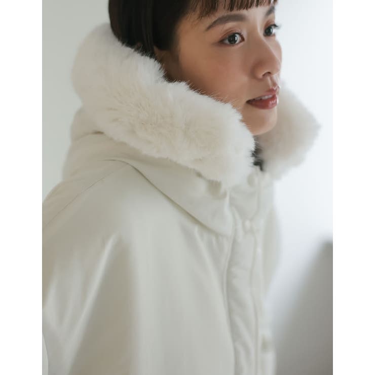 2WAYリサイクルタフタバックフリルデザインフェイクファーフード付き中綿ミドルコ… | Re:EDIT | 詳細画像14 