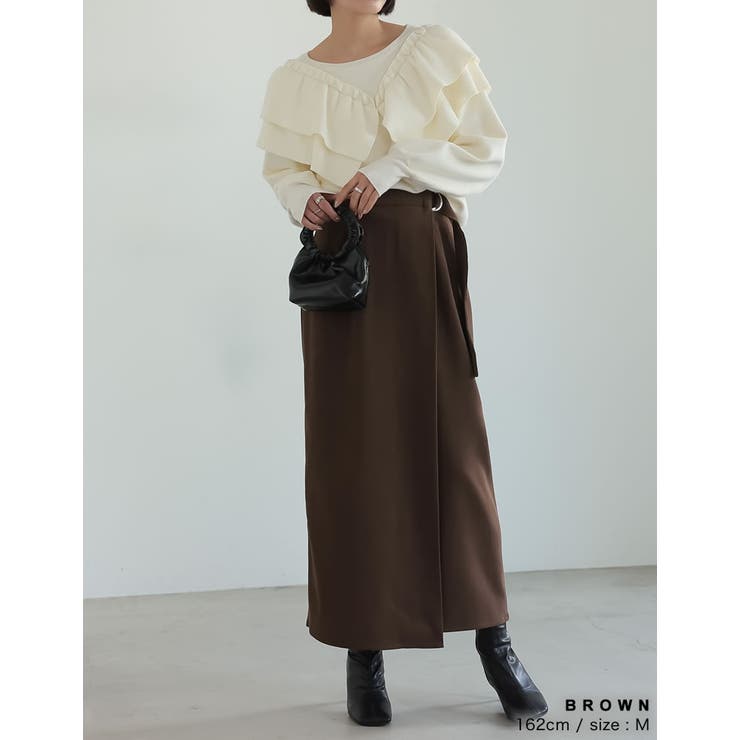 [低身長/高身長サイズ有]微起毛ツイルラップ風スカート | Re:EDIT | 詳細画像17 