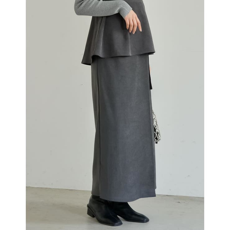 [低身長/高身長サイズ有]微起毛ツイルラップ風スカート | Re:EDIT | 詳細画像28 