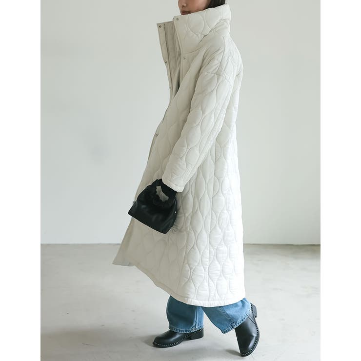 中綿リサイクルタフタキルティングスタンドカラーフレアロングコート | Re:EDIT | 詳細画像22 