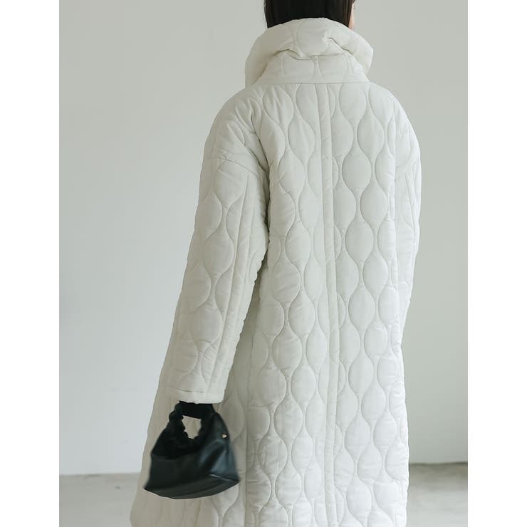 中綿リサイクルタフタキルティングスタンドカラーフレアロングコート | Re:EDIT | 詳細画像23 