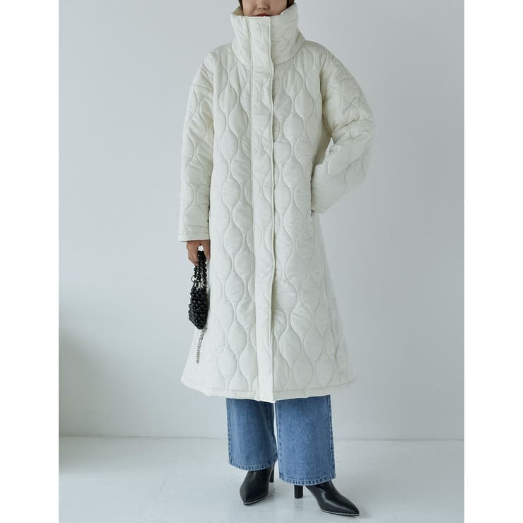 中綿リサイクルタフタキルティングスタンドカラーフレアロングコート | Re:EDIT | 詳細画像29 