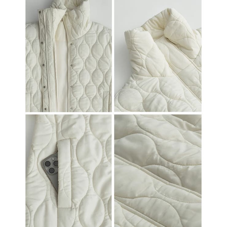 中綿リサイクルタフタキルティングスタンドカラーフレアロングコート | Re:EDIT | 詳細画像33 