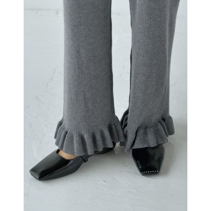 低身長サイズ有]裾フリルリブニットパンツ[品番：GS000021801]｜Re