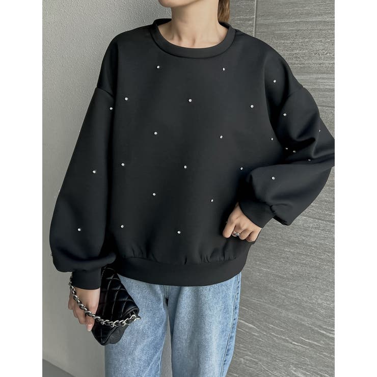 ビジューブラック(101) | パールorラインストーン付きダンボールトップス | Re:EDIT