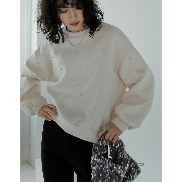 ビジューエクリュ(103) | パールorラインストーン付きダンボールトップス | Re:EDIT