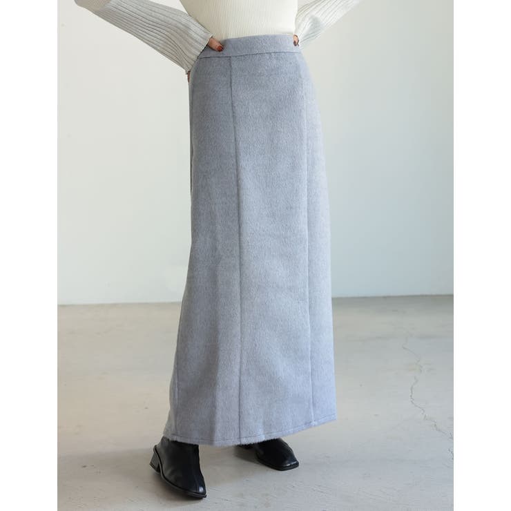 グレー(005) | [低身長/高身長サイズ有]メルトンシャギーナロースカート | Re:EDIT