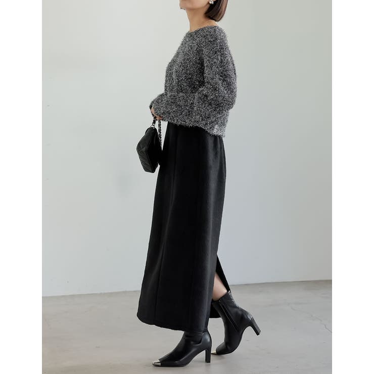 [低身長/高身長サイズ有]メルトンシャギーナロースカート | Re:EDIT | 詳細画像14 