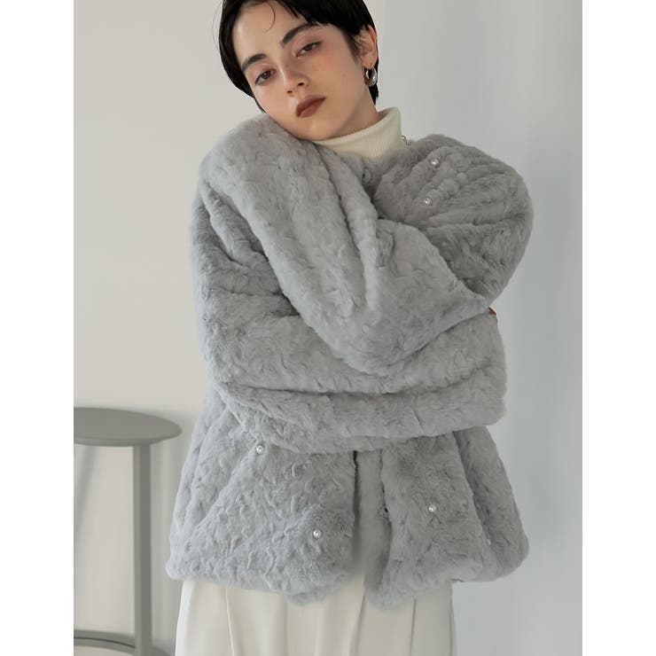 フェイクファーパールモチーフノーカラーコート | Re:EDIT | 詳細画像6 