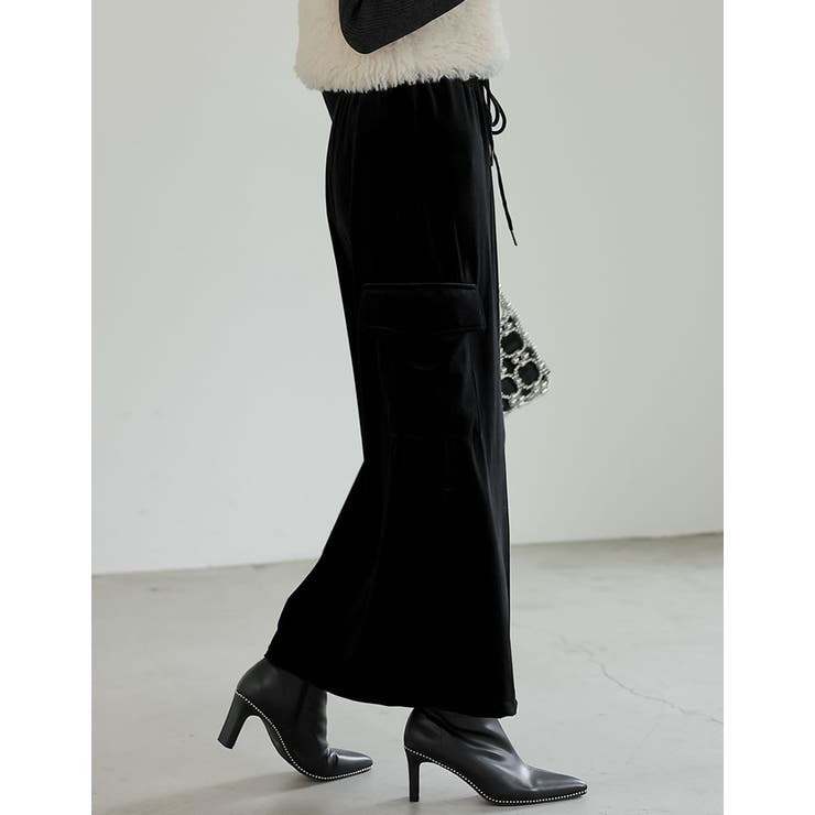 [低身長/高身長サイズ有]カットベロアスリットカーゴスカート | Re:EDIT | 詳細画像8 