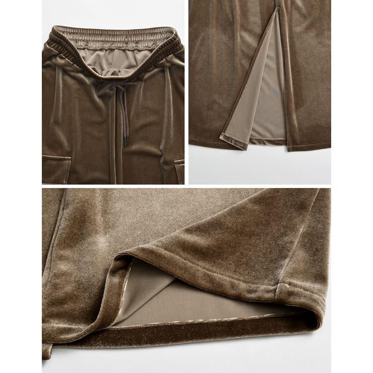 [低身長/高身長サイズ有]カットベロアスリットカーゴスカート | Re:EDIT | 詳細画像25 