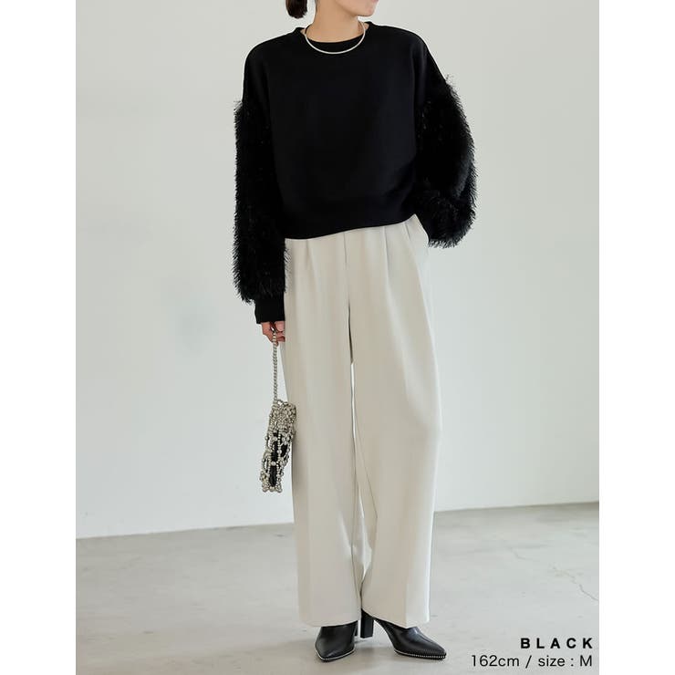 ラメフェザースリーブ裏毛ショート丈プルオーバー | Re:EDIT | 詳細画像12 