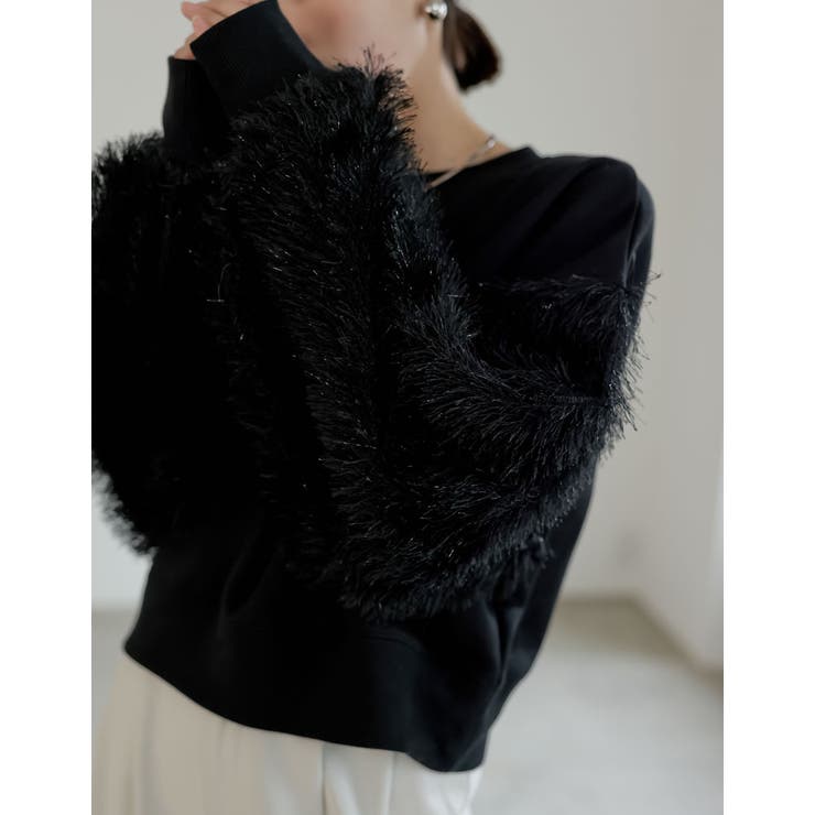 ラメフェザースリーブ裏毛ショート丈プルオーバー | Re:EDIT | 詳細画像13 