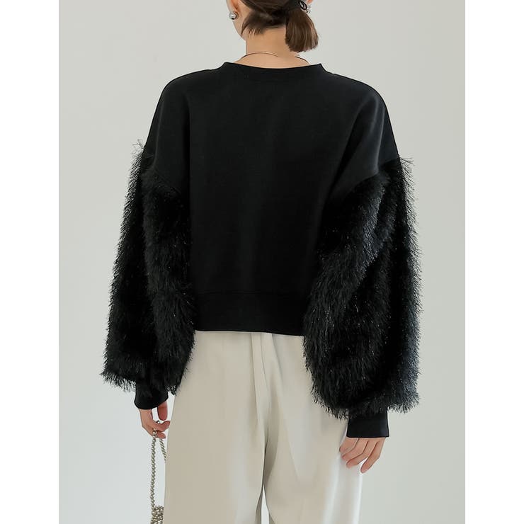 ラメフェザースリーブ裏毛ショート丈プルオーバー | Re:EDIT | 詳細画像16 