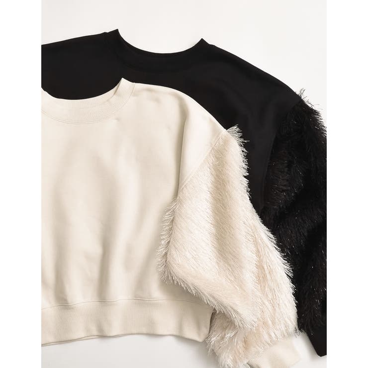 ラメフェザースリーブ裏毛ショート丈プルオーバー | Re:EDIT | 詳細画像2 