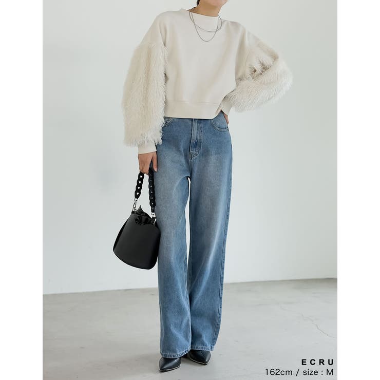 ラメフェザースリーブ裏毛ショート丈プルオーバー | Re:EDIT | 詳細画像6 