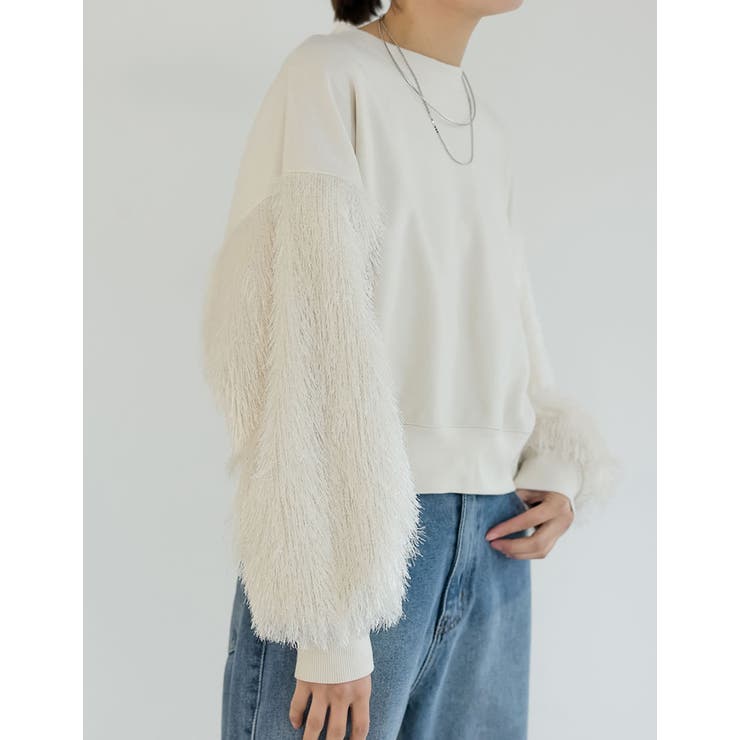 ラメフェザースリーブ裏毛ショート丈プルオーバー | Re:EDIT | 詳細画像7 