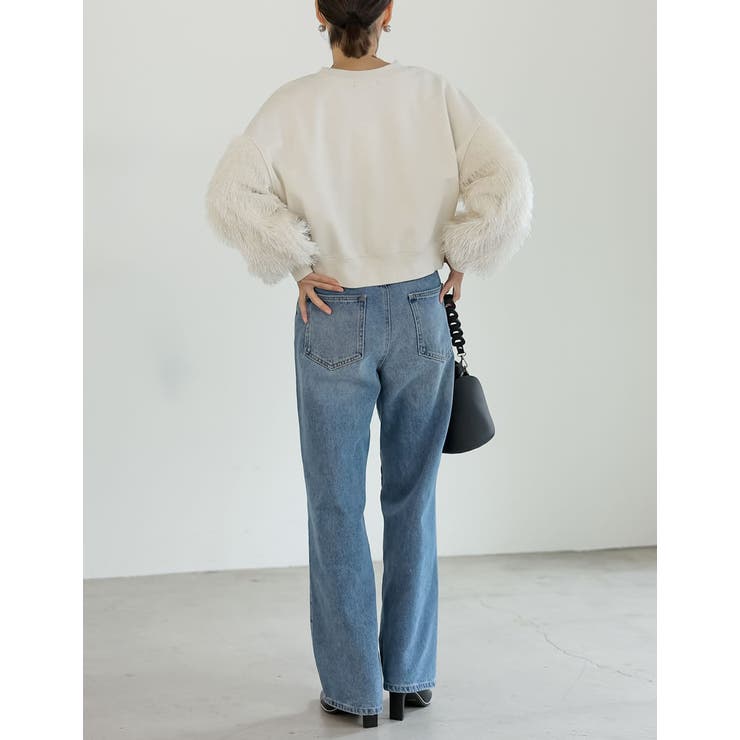 ラメフェザースリーブ裏毛ショート丈プルオーバー | Re:EDIT | 詳細画像9 