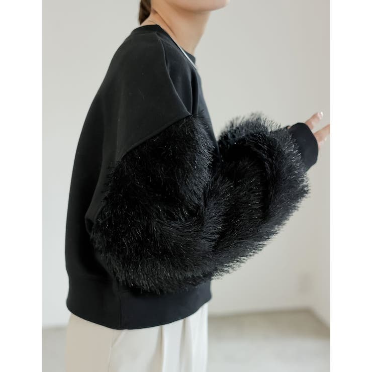 ラメフェザースリーブ裏毛ショート丈プルオーバー | Re:EDIT | 詳細画像21 