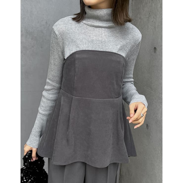 グレー(005) | 2WAY微起毛ツイルペプラムビスチェ | Re:EDIT